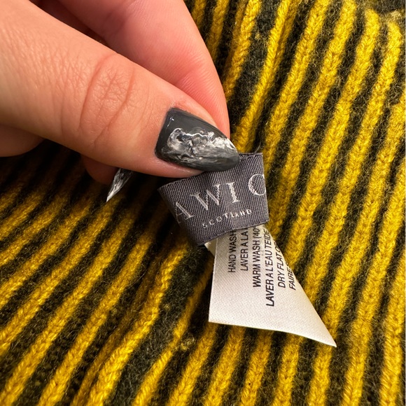 HAWICO Scotland 100% Chashmere Ribbed Yellow & Green Knit Sweater - Picture 5 of 7